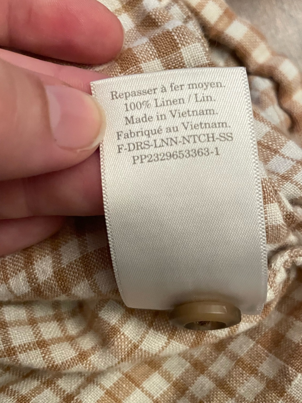 EVERLANE 100% Linen Neutral Paid Button Front Collared Mini Dress | Size L - Picture 3 of 4